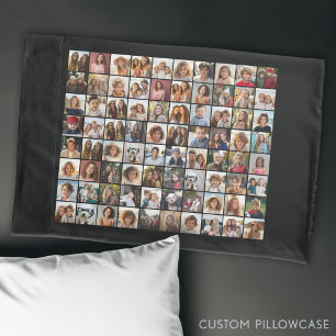 Funda De Cojín 80 Collage de fotos negro - imagen Personalizado