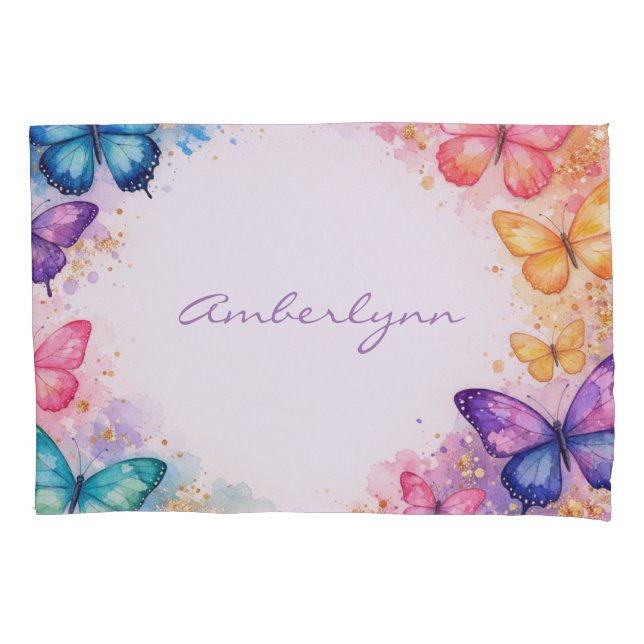 Funda De Cojín A Little Butterfly On It’s Way Glitter Baby Shower (Anverso)