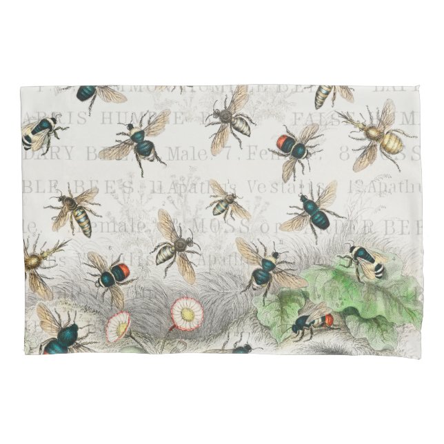 Funda De Cojín Abeja Miel Trabajador Reina Abejas Antigüo (Anverso)