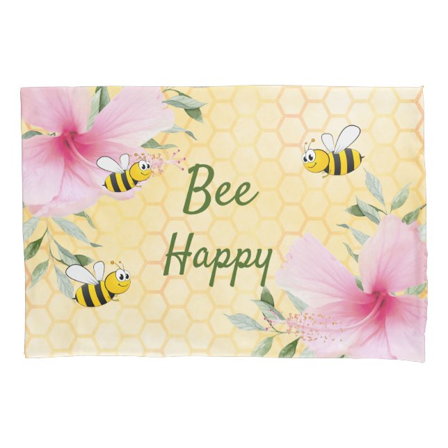 Funda De Cojín Abejas felices burbujas de abejas amarillas paneci (Anverso)