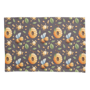 Funda De Cojín 🐝 Abejas Panal Deja Gotitas de Miel Decoración de