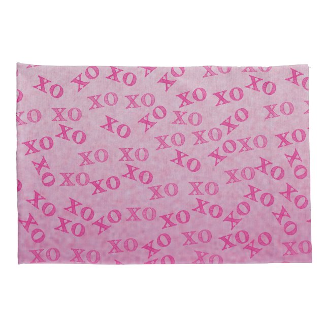 Funda De Cojín Abrazos Y Besos Rosa XO XO (Reverso-derecho)