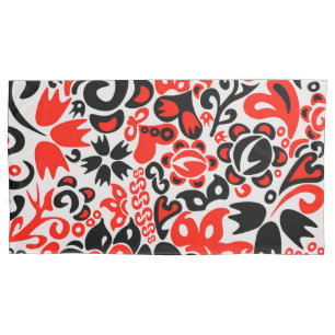 Funda De Cojín Abrupción del patrón floral del arte folklórico ét