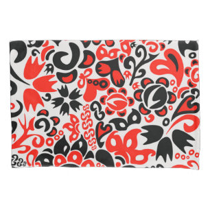 Funda De Cojín Abrupción del patrón floral del arte folklórico ét