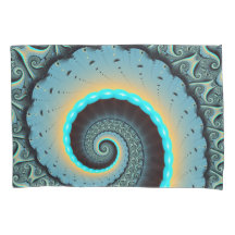 Abstract Blue Turquoise Orange Fractal Art Spiral