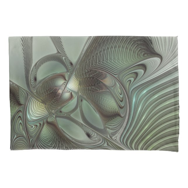 Funda De Cojín Abstract Olive Sage Green Gray Fractal Art Fantasy (Anverso)