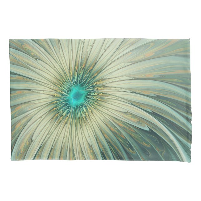Funda De Cojín Abstract Sage Green Fantasy Flower Fractal Art (Anverso)