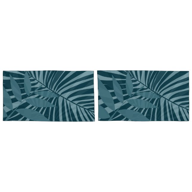 Funda De Cojín abstracto de hojas de palma y tropicales en gris a (Reverso-Set)