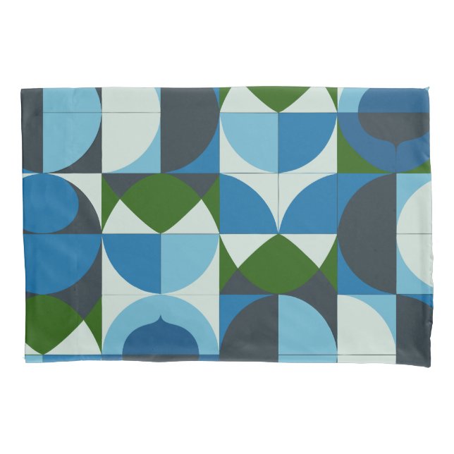 Funda De Cojín Abstracto geométrico moderno azul y verde (Anverso)