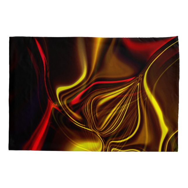 Funda De Cojín Acos curvos dorados y rojos con partes oscuras (Reverso-Izquierdo)