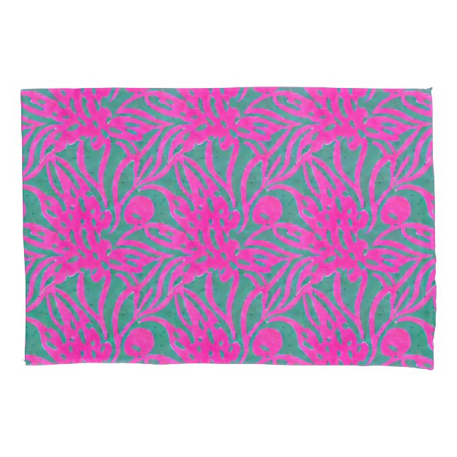 Funda De Cojín Acuarela acuática rosa caliente grande Damasco ins (Anverso)