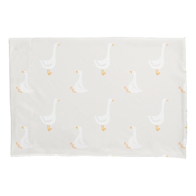 Funda De Cojín Acuarela Boho Ganso Pato Blanco Beige Guardería (Anverso)