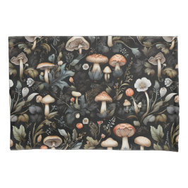 Funda De Cojín Acuarela Bosque de vegetación de los hongos Cae