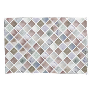 Funda De Cojín Acuarela. Cuadrados beige y gris