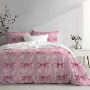 Funda De Cojín acuarela de Diamante Coquette Rosa Bow