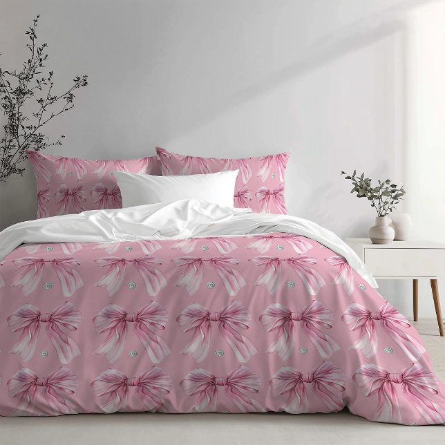 Funda De Cojín acuarela de Diamante Coquette Rosa Bow (Subido por el creador)