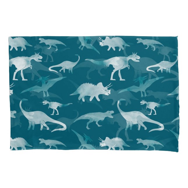 Funda De Cojín Acuarela de dinosaurios: Patrón textil (Anverso)