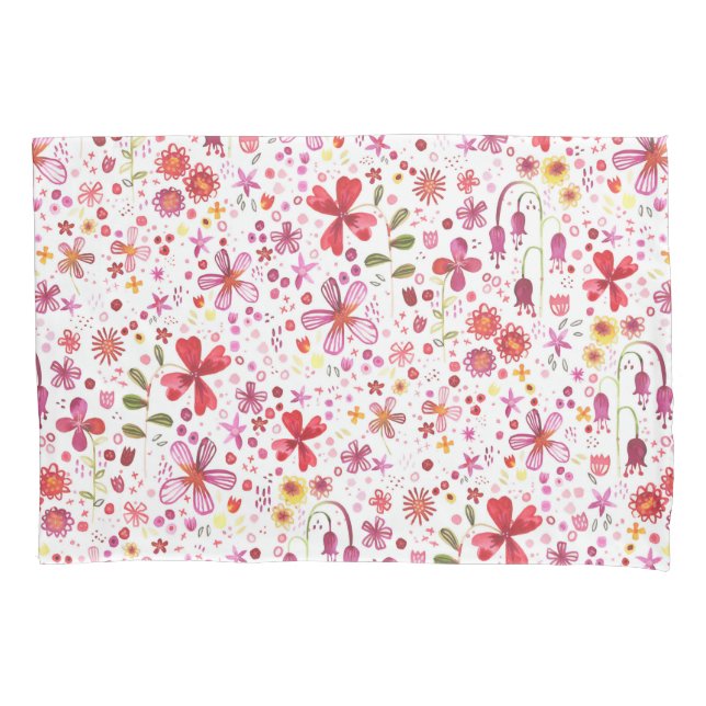 Funda De Cojín Acuarela de flores silvestres (Anverso)