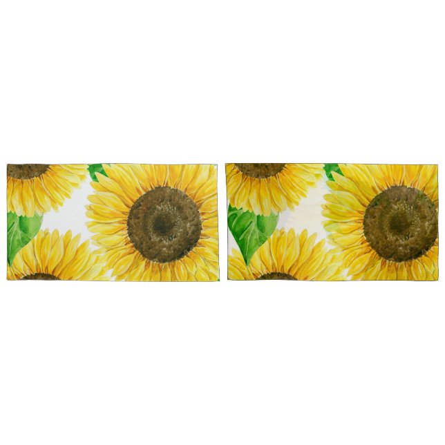 Funda De Cojín acuarela de girasoles (Reverso-Set)