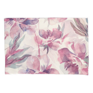Funda De Cojín acuarela de peonies: fondo floral sin fisuras.