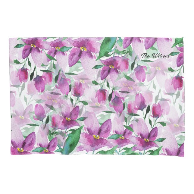 Funda De Cojín Acuarela Monogramada Floral Pintada a mano (Anverso)