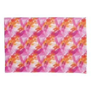 Funda De Cojín Acuarela Naranja Rosa Abstracto
