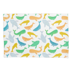 Funda De Cojín Acuarela náutica de ballena del Océano Pacífico