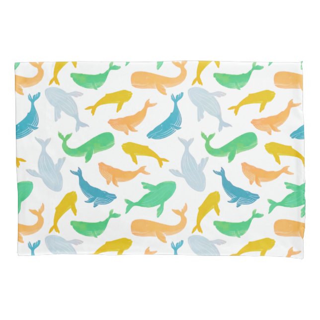 Funda De Cojín Acuarela náutica de ballenas del océano Pacífico (Anverso)