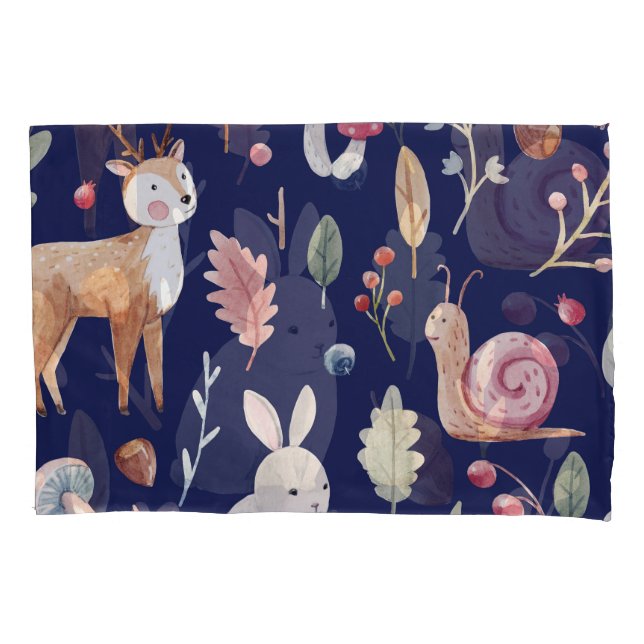 Funda De Cojín Acuarela para niños de animales de bosque de hadas (Anverso)