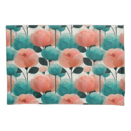 Funda De Cojín Acuarela vintage floral rosa y verde