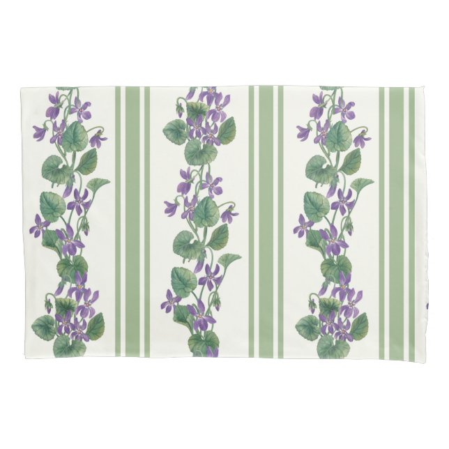 Funda De Cojín Acuarela violetas y rayas (Anverso-izquierdo)