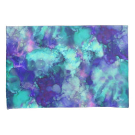 Funda De Cojín acuarelas de fantasía azul: