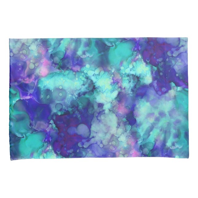 Funda De Cojín acuarelas de fantasía azul: (Anverso-Derecho)