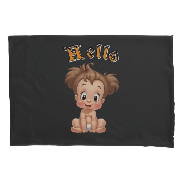 Funda De Cojín Adorable Cartoon Baby Sitting Cheerfully with Cute (Anverso)