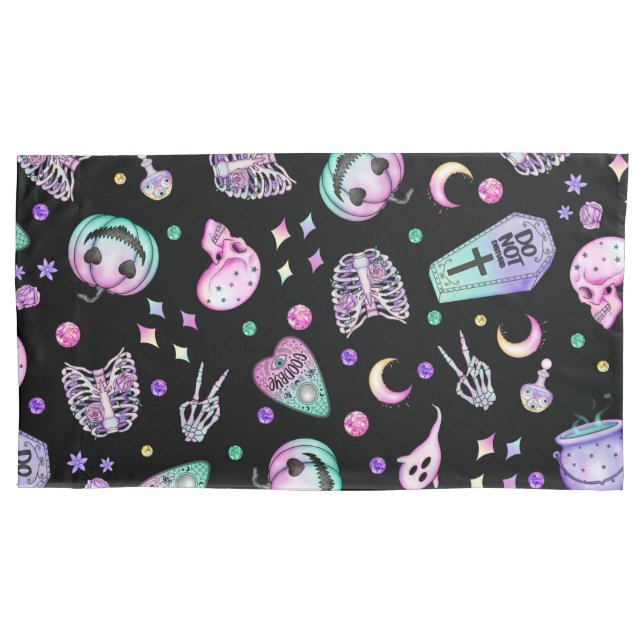 Funda De Cojín Afiche y cementerio gótico pastel de Halloween (Anverso-izquierdo)