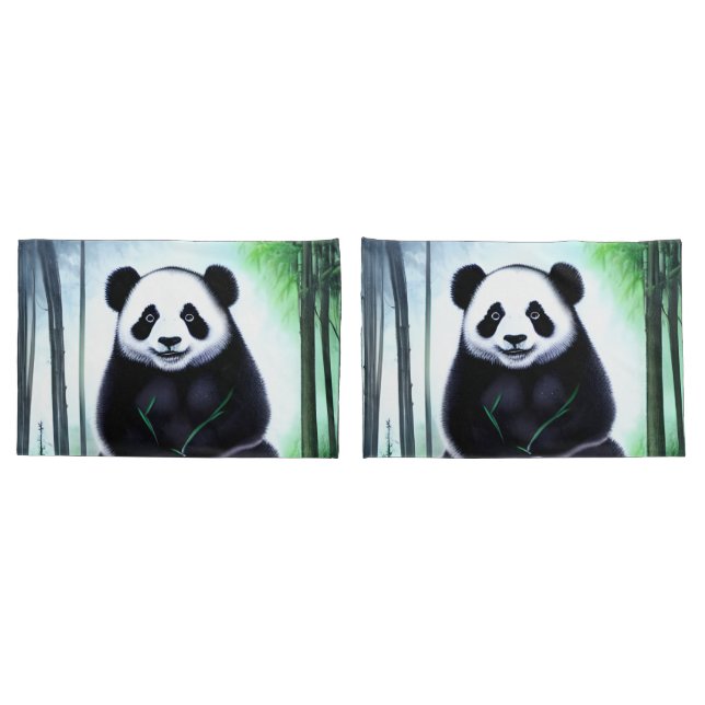 Funda De Cojín Agradable, Cuidadoso Oso Panda (Reverso-Set)
