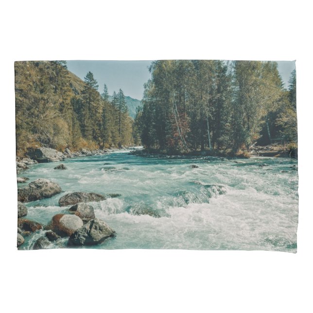 Funda De Cojín Agua | Río Kuala, Montañas Altai (Anverso)