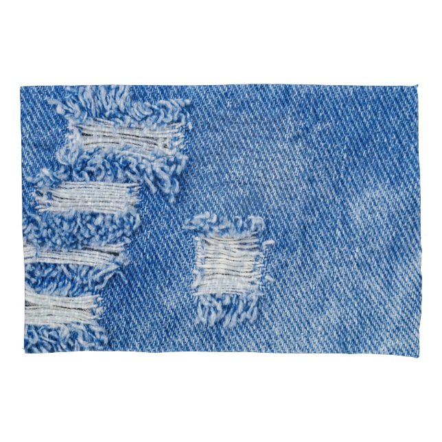 Funda De Cojín Agujero, vaqueros de denim, textura despedazada (Anverso)