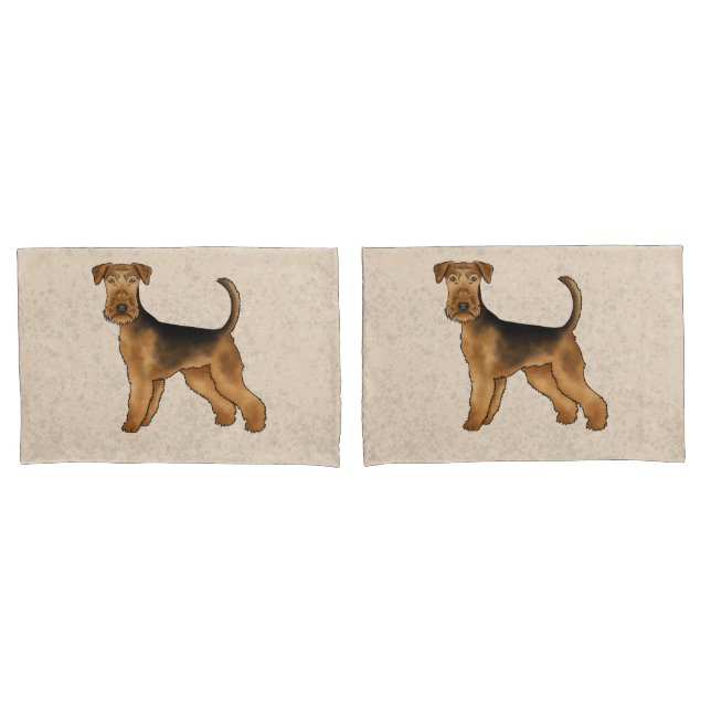 Funda De Cojín Airedale Terrier Cute Cartoon Perro Bingley Terrie (Anverso - Set)