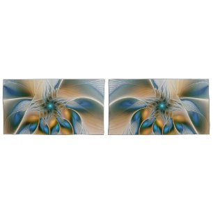 Funda De Cojín Alarmante, Abstracta Fantasía Fractal Art Con Azul