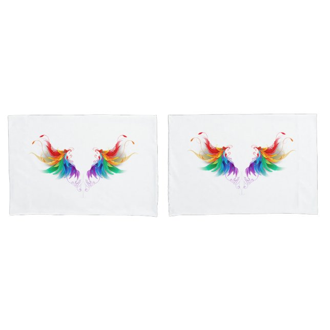 Funda De Cojín Alas de Arcoíris Esponjosas (Anverso - Set)