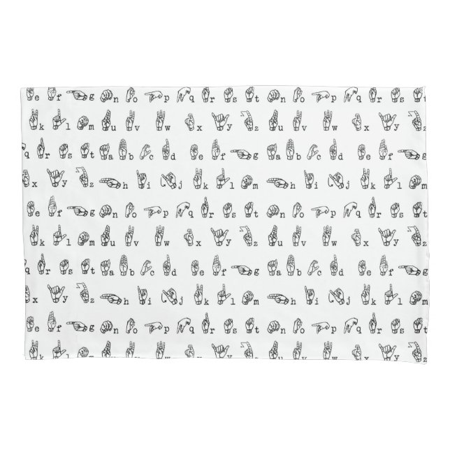 Funda De Cojín Alfabeto americano del lenguaje de signos en (Anverso)