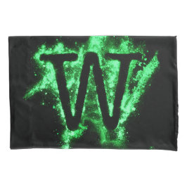 Funda De Cojín Alfabeto de mayúscula verde letra W