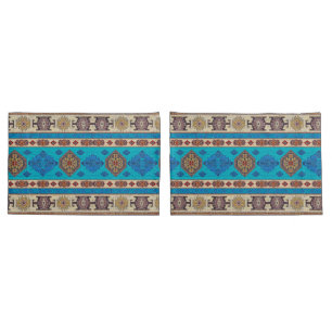 Funda De Cojín Alfombra anticuada azul turca kilim