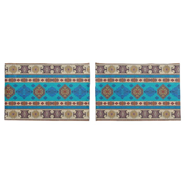 Funda De Cojín Alfombra anticuada azul turca kilim (Reverso-Set)