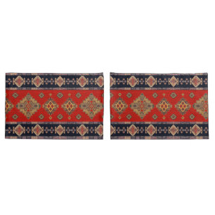 Funda De Cojín Alfombra anticuada de capucha de kilim turca roja