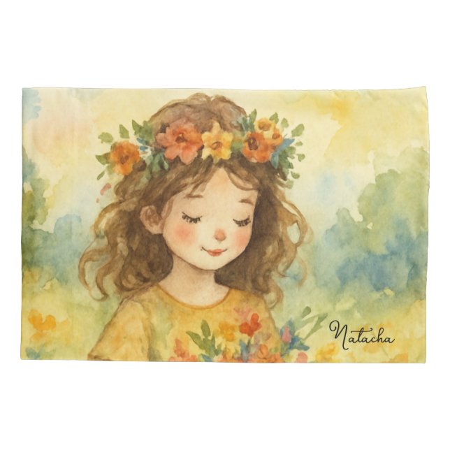 Funda De Cojín Alicia rústica personalizado en pintura acuarela m (Reverso)