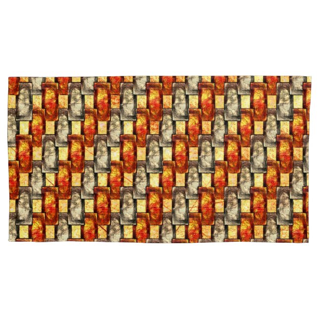 Funda De Cojín Alinear las piezas rectangulares rojizas y beige t (Anverso-izquierdo)