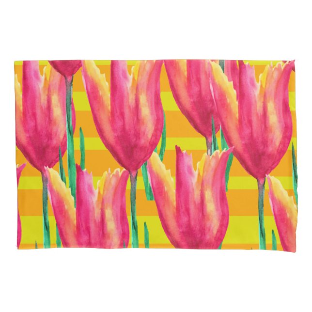 Funda De Cojín Almohada de los tulipanes de primavera (Anverso)