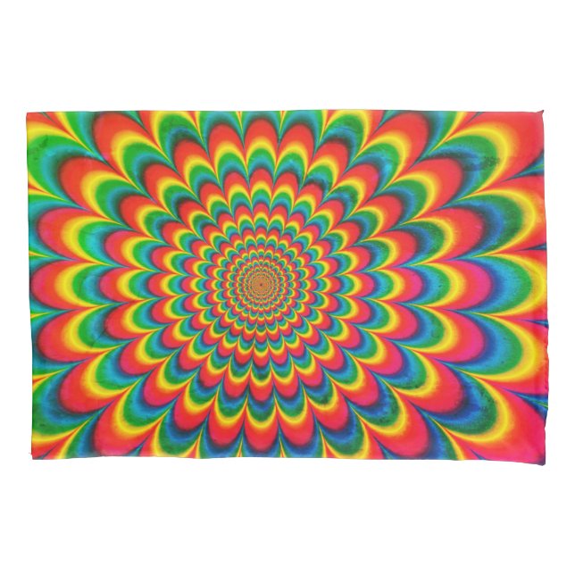 Funda De Cojín Almohada psicodélica retro hippie editable de los  (Anverso-izquierdo)